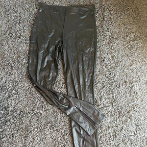 H&M High Waisted Split Hem Faux Leather Flared Legging, Size Large
